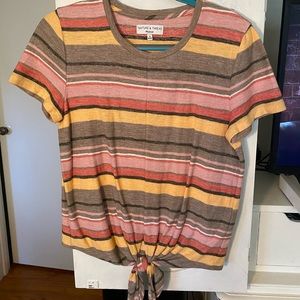 Madewell Striped Tie Front Tee